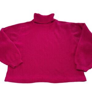 Diane Von Furstenberg Sweater‎ Womens Large Pink Turtleneck Ribbed Knit Vintage